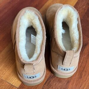 UGG Classic Ultra Mini Tan Boots with Sheepskin Lining